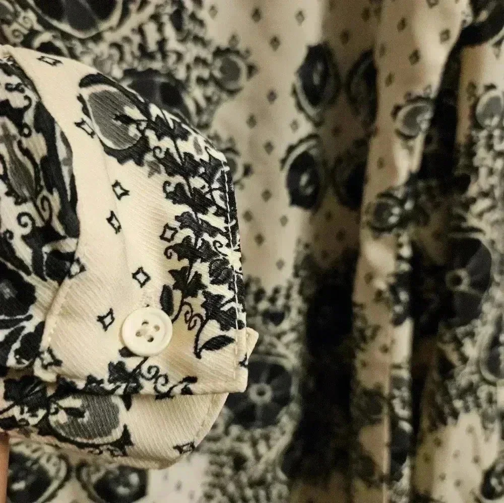 Wonderly Geometric Floral Print Long Sleeve Tunic Women L - Picture 3 of 6